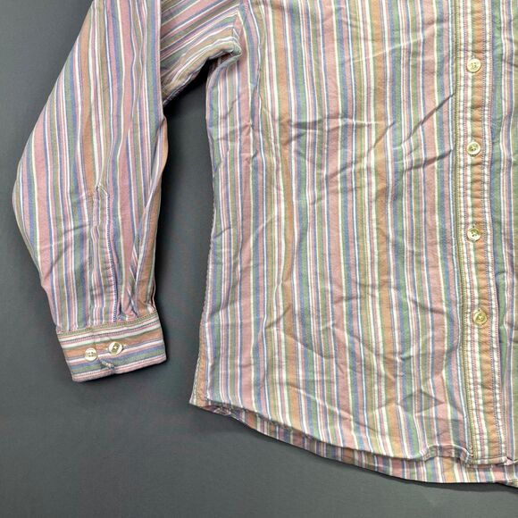 L.L. Bean Pastel Striped Button Down Shirt Sz‎ M Women's Cottagecore Farmhouse - Picture 2 of 11